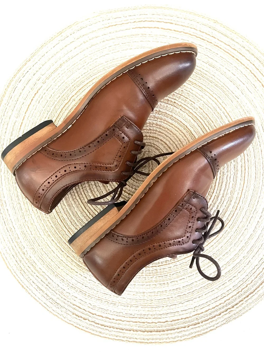 Stacy Adams Two-Tone Brown Leather Cap-Toe Derby